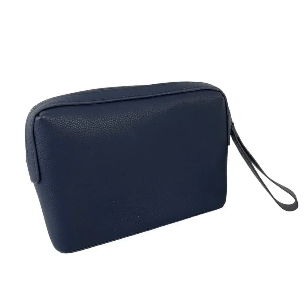 Missoni Cosmetic Makeup Pouch Clutch Travel Bag in Navy Blue Top Zipper